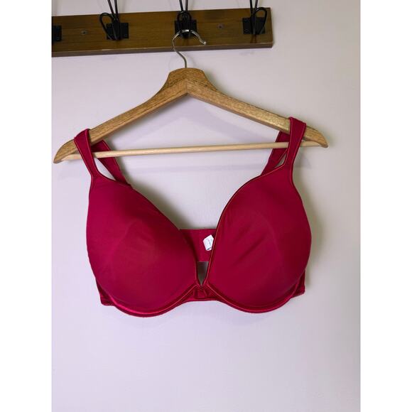 Wacoal Other - Red Plunge Bra 40DD Underwire Padded Satin Sheen Adjustable Straps